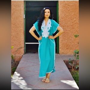 Summer Dress Teal Resortwear Caftan Kaftan, beach cover up, maternity wear